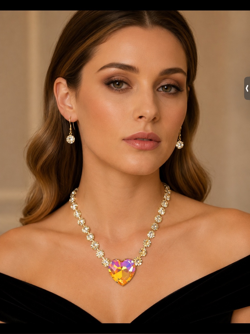 Necklace Set with Iridescent Heart Pendant
